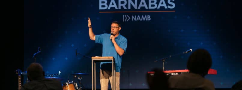 Matt Carter, pastor of Sagemont Church in Houston, delivers a sermon to attendees at a Timothy + Barnabas Getaway hosted by the North American Mission Board. The event took place on May 17-18, 2021 in San Antonio. NAMB photo by Lacey Helfferich.