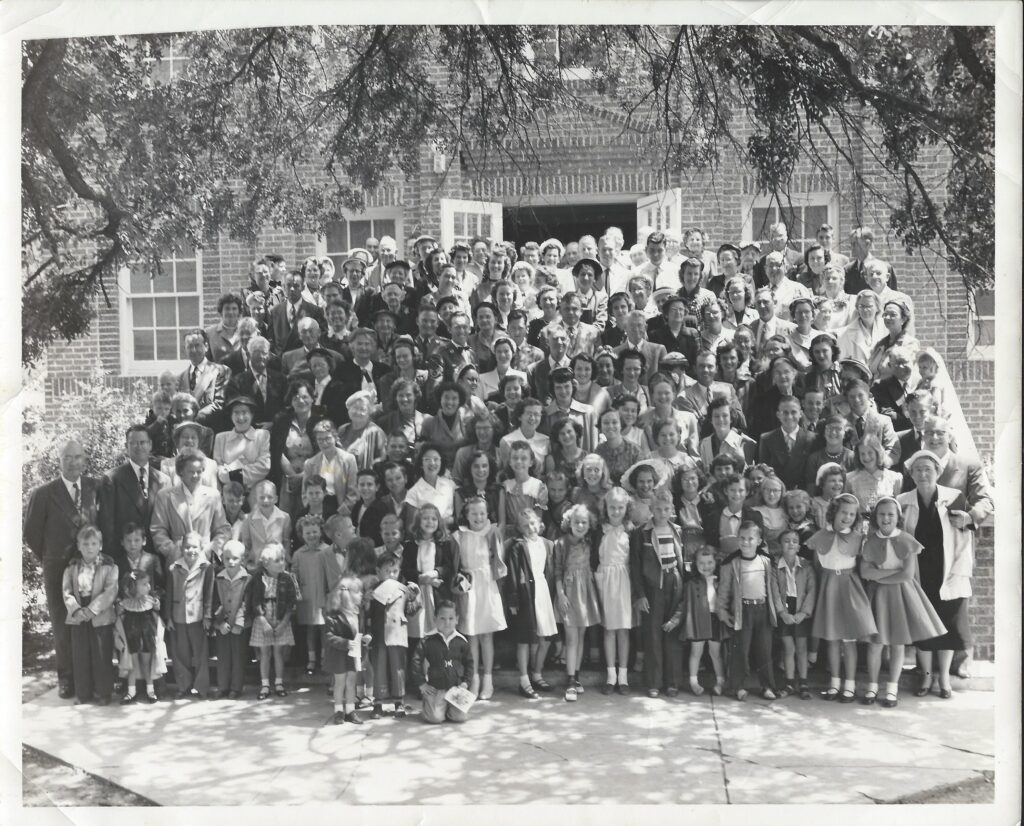 The congregation of FBC Bastrop is seen in front of the church in this 1953 photo. SUBMITTED PHOTO